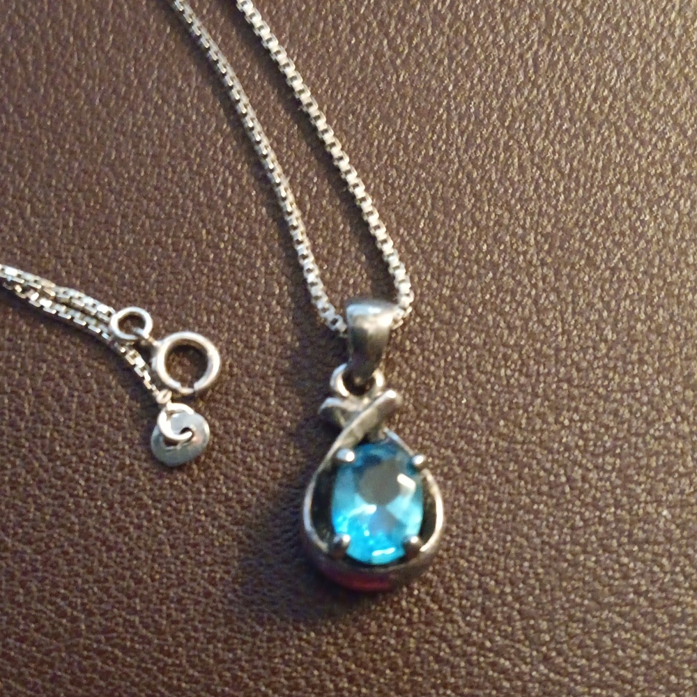 Elegant Silver and Blue Pendant Necklace - Picture 2 of 5